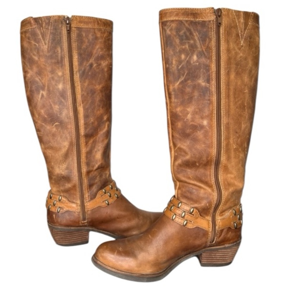 Antonio Melani Boots Distressed Cowboy Equestrian Leather Western Brown 9.5 - Picture 6 of 15